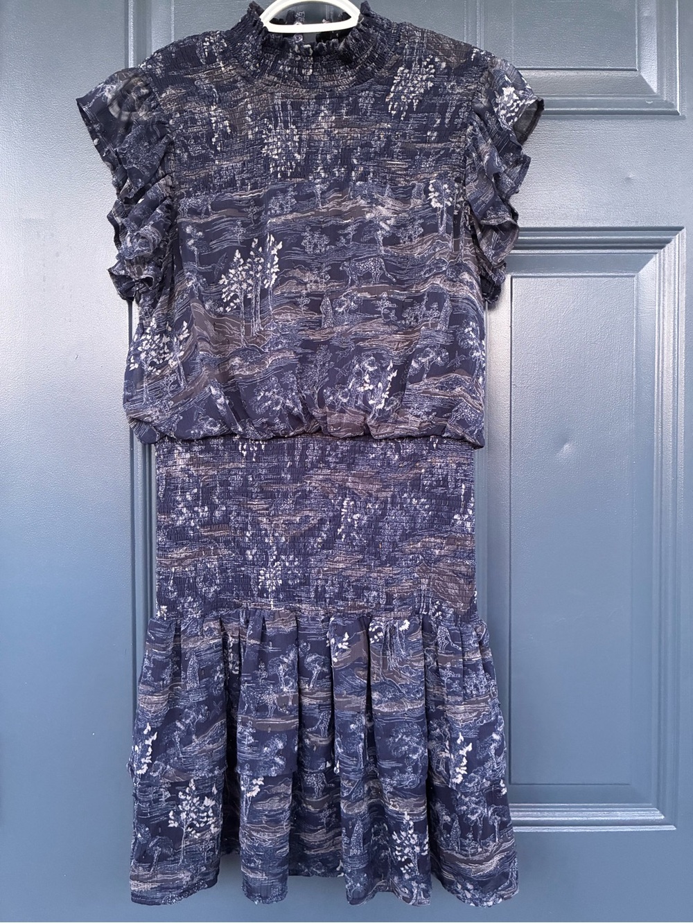 AQUA Mini flutter Dress with Smock Stitch Detail Size L (10-12)